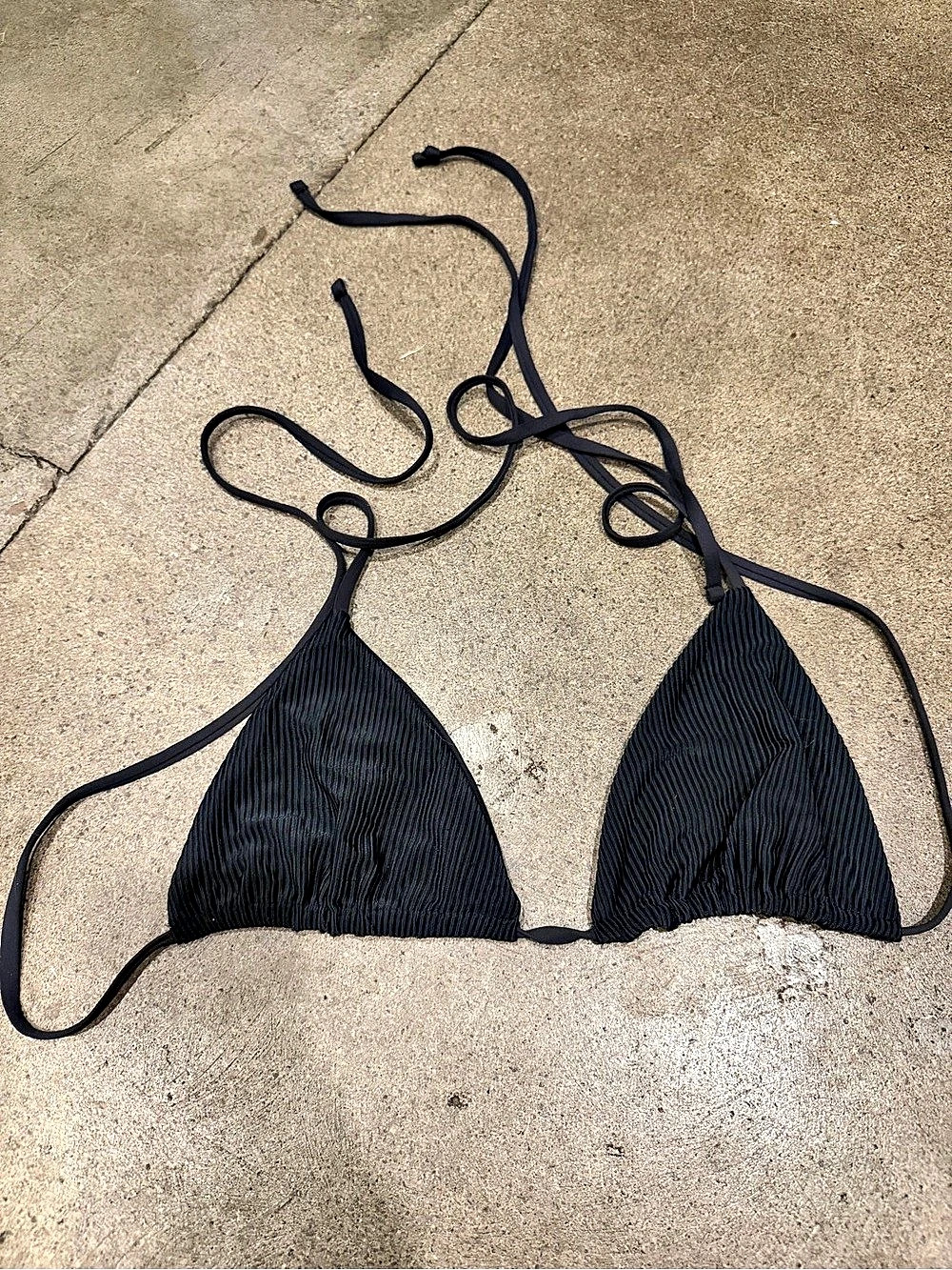 Frankies Bikinis Triangle Bikini Top Black XL